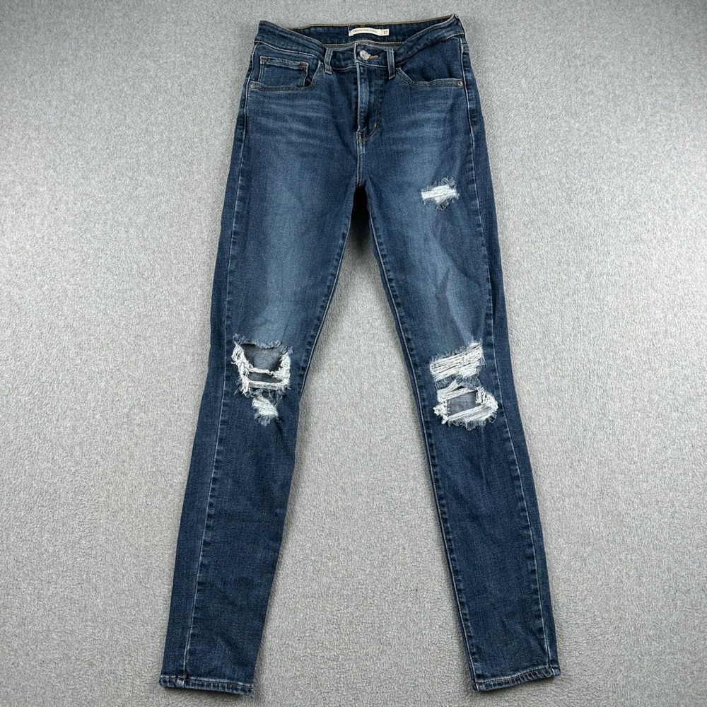Levi's Jeans Womens 27 721 High Rise Skinny Blue Distressed Ripped 18882-0166